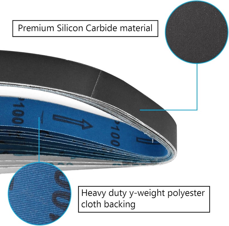 Donanim 2 x 42 Inch Silicon Carbide Sanding Belts, 2x42 Knife Sharpening Belt Sander Belts 600 800 and 1000 Assorted Fine Grits,12-Pack - Image 3